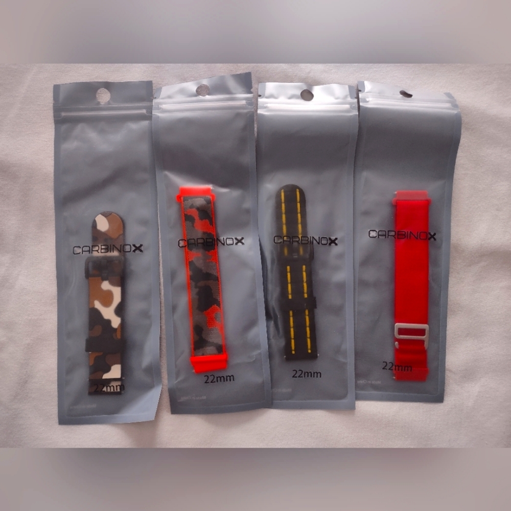 Carbinox Camouflage and Solid 22mm Watch Bands Set